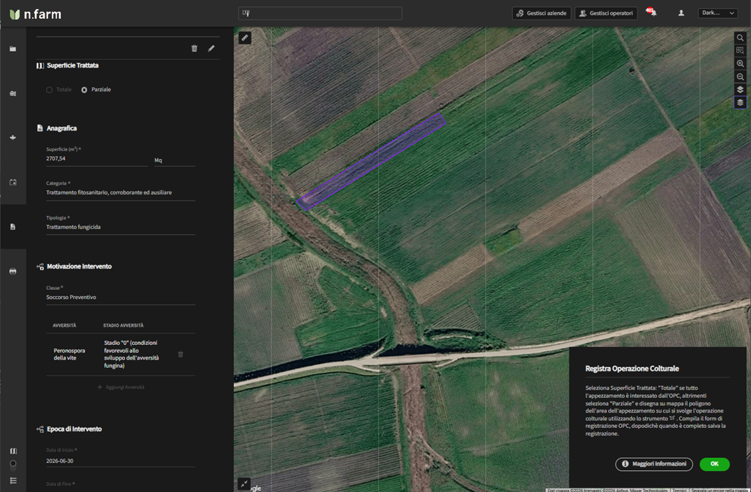 n.farm - registrazione operazione colturale su mappa