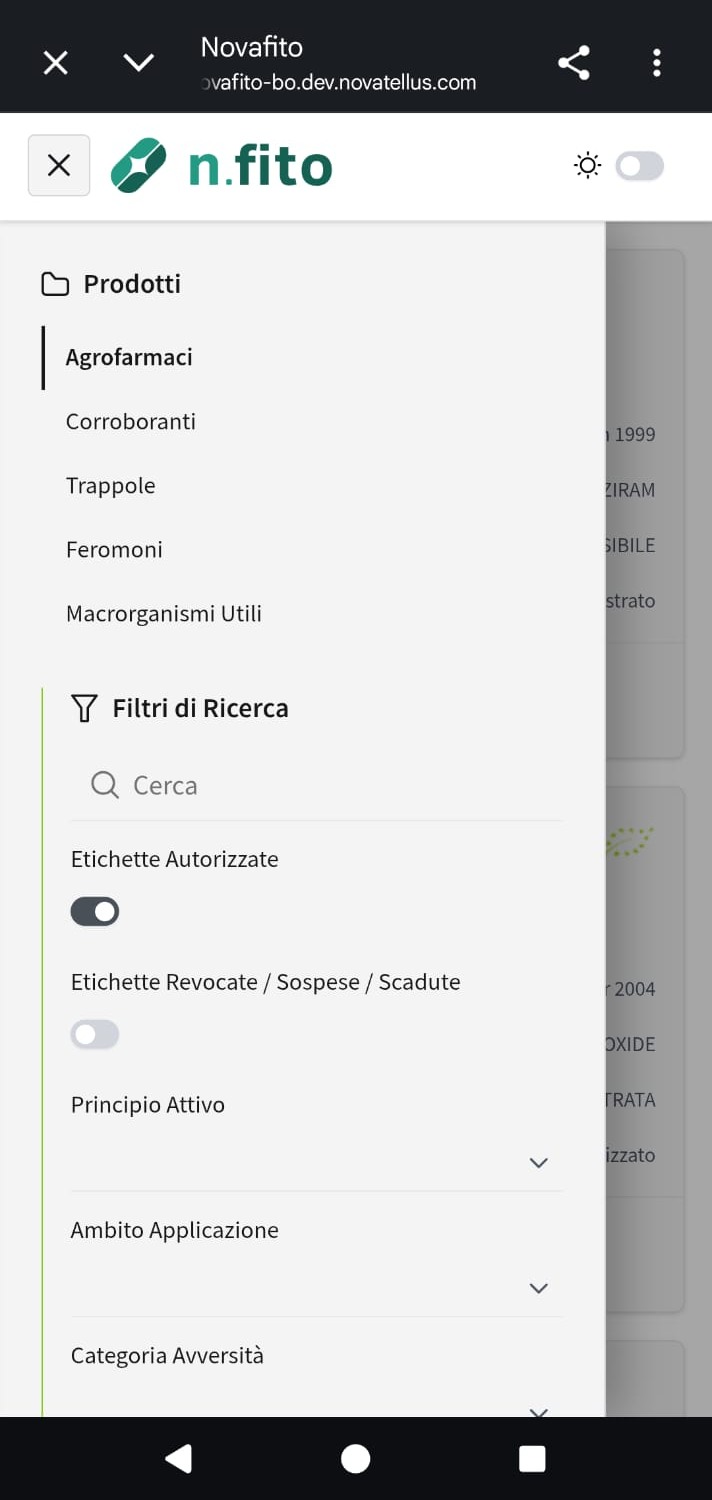 Interfaccia dell'applicazione N Fito visualizzata su smartphone